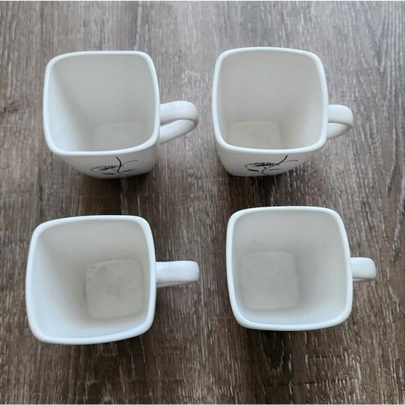 Cuisinart Wildflower Black and White 4 piece Mug‎ Set Lot - Picture 4 of 12